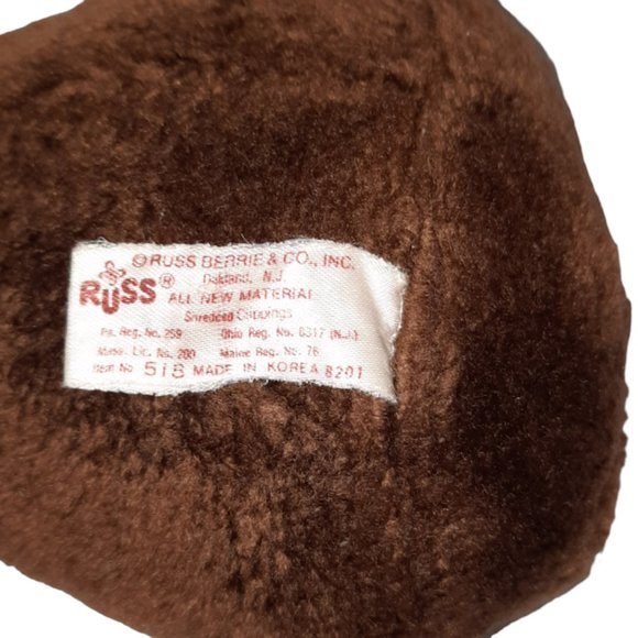 Vintage Russ Berrie Hanna Brown Teddy Bear Korea Plush Stuffed Toy 8" - Picture 6 of 7